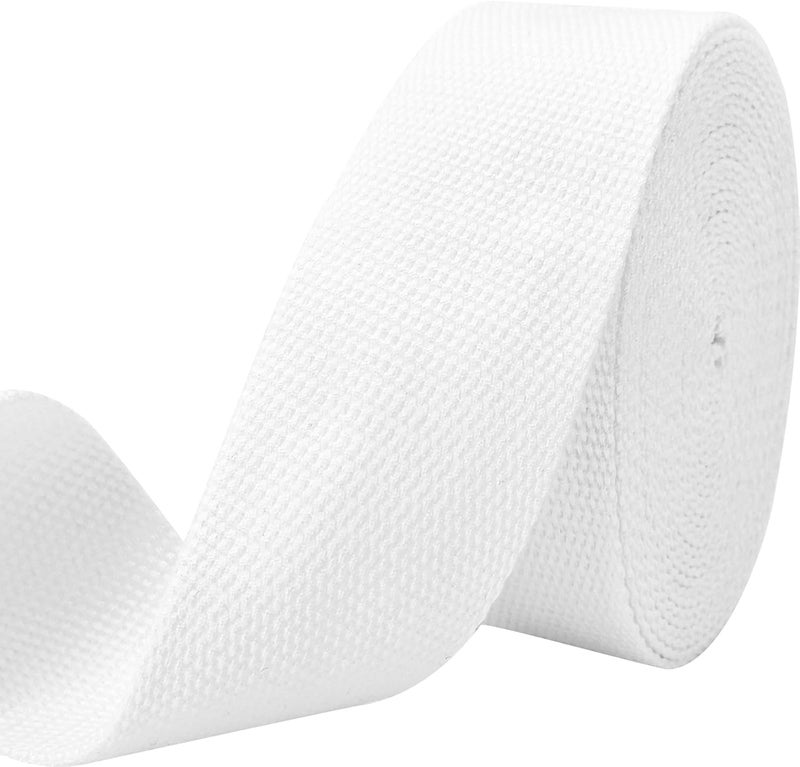 Evora 2 inch Cotton Webbing Braid Handles Bag Strap 15ft High Density Webbing Plain Weave Straps for Cloth Tote Bag, Pet Collars, DIY Projects, Crafts, Outdoor Accessories (White 529) - Image 1